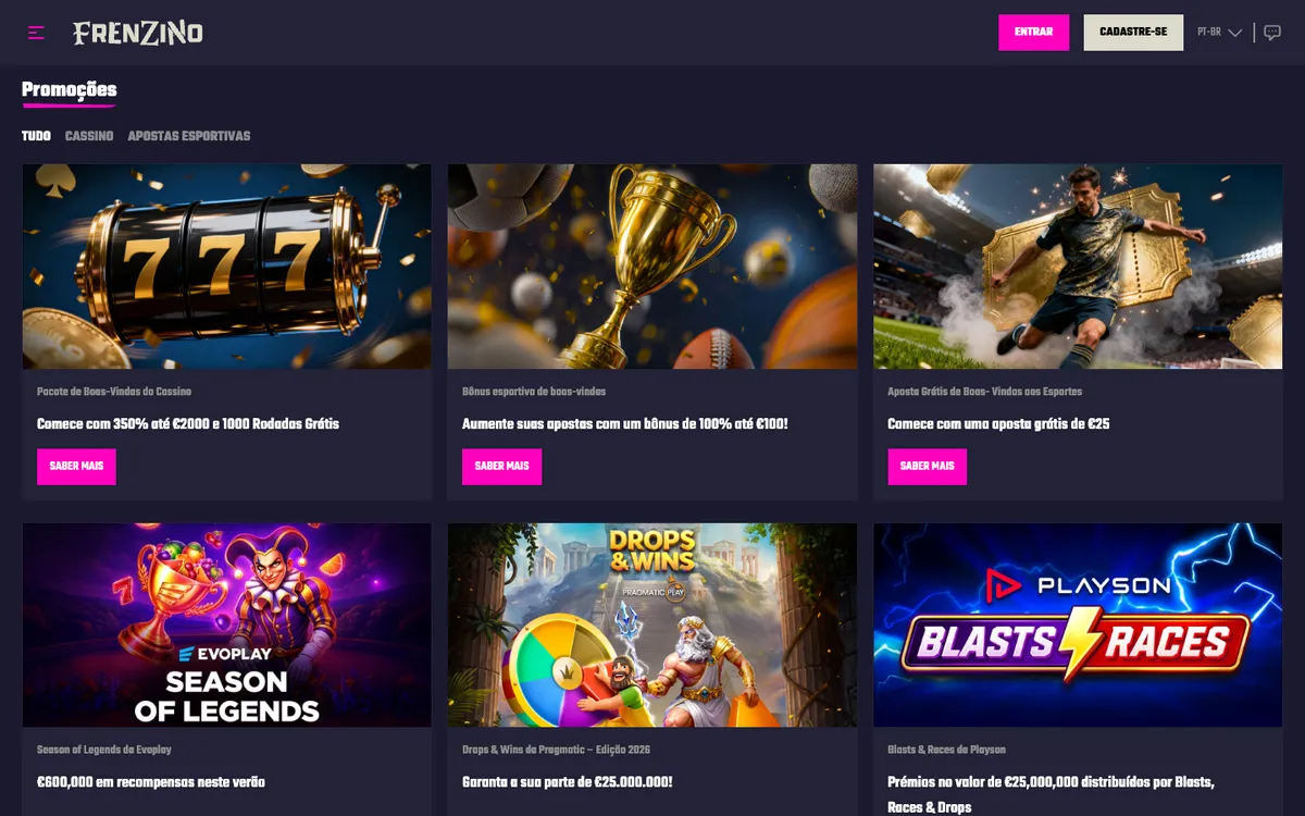 Frenzino Casino — Promotions, captured from Brazil