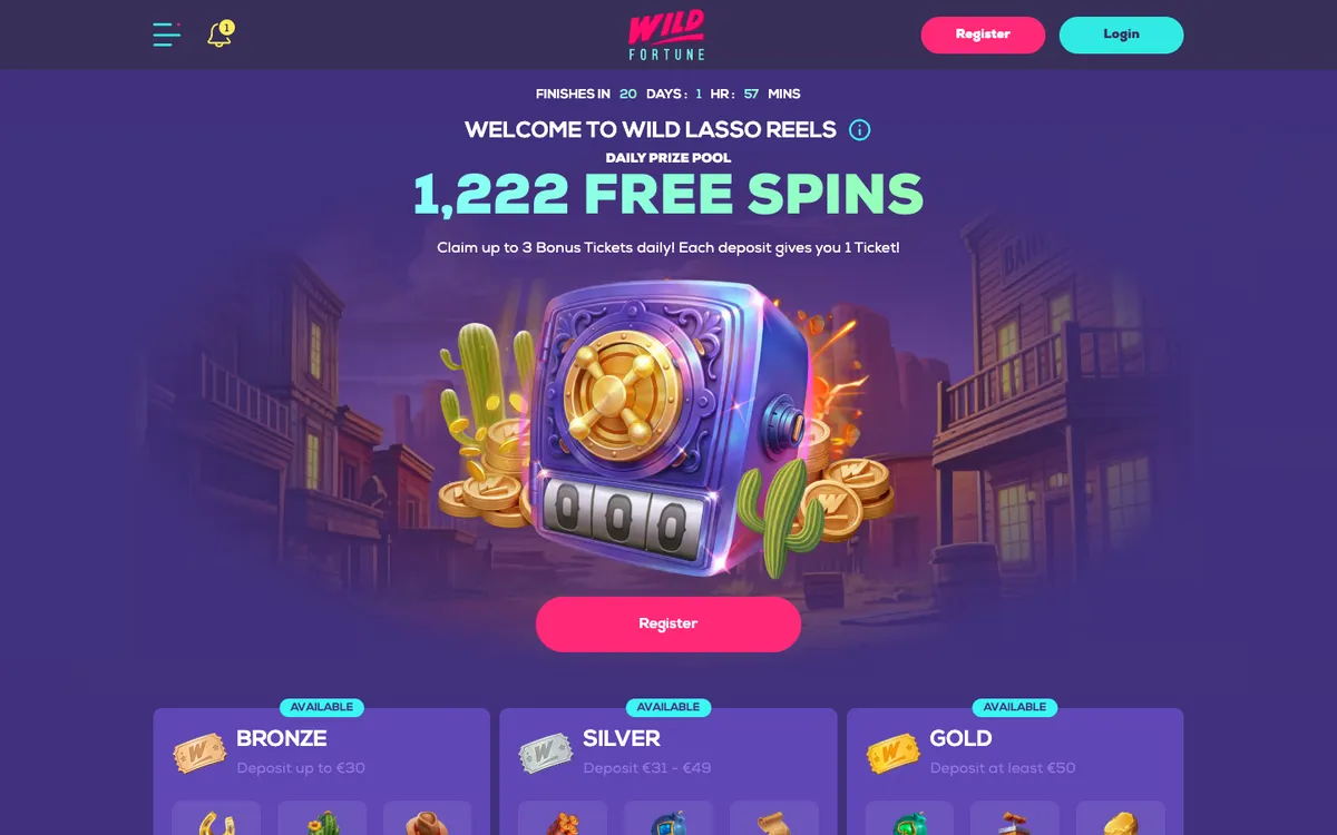 Wildfortune Casino — «Акции», снято из страны Южно-Африканская Республика