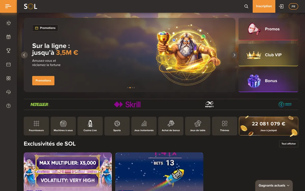 Sol Casino — «Главная», снято из страны Франция