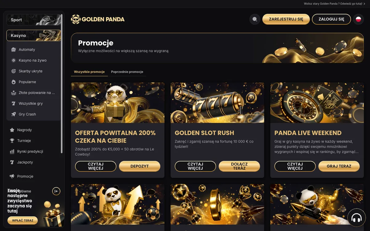 Golden Panda Casino — «Акции», снято из страны Польша