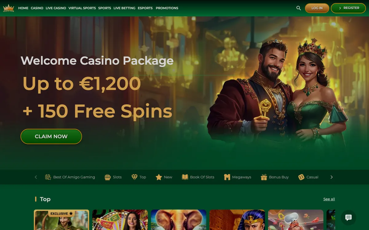 Grandwin Casino — Sign-up, captured from United Arab Emirates