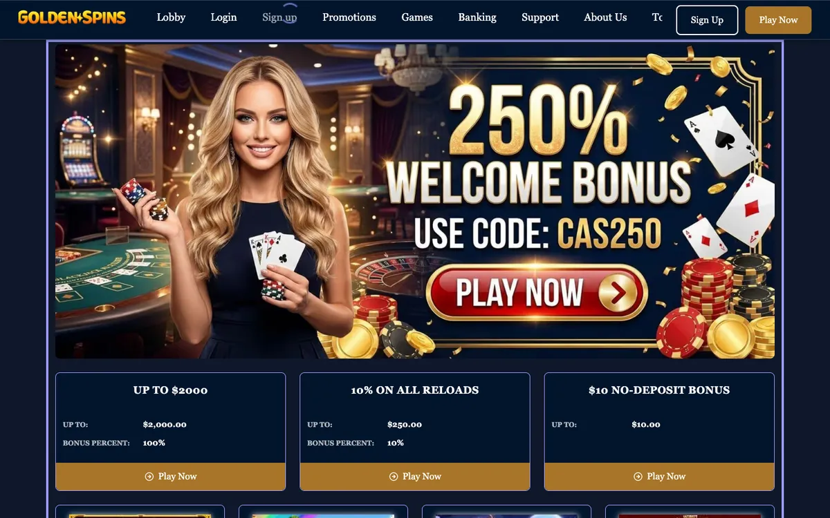 Golden Spins Casino — Sign-up, captured from United States