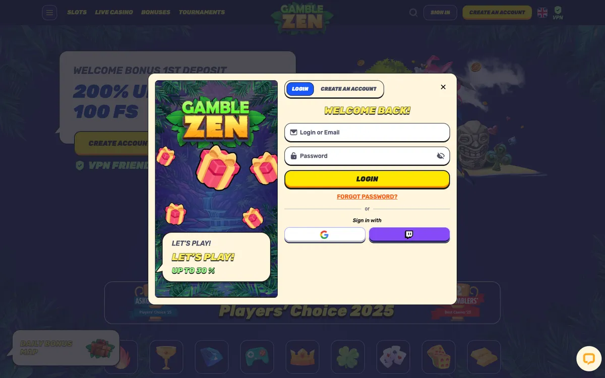 Gamblezen Casino — Sign-up, captured from Norway