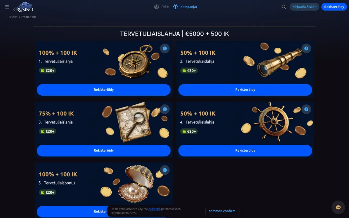 Crusino Casino — «Акции», снято из страны Финляндия