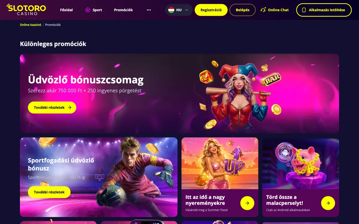Slotoro Casino — «Акции», снято из страны Венгрия