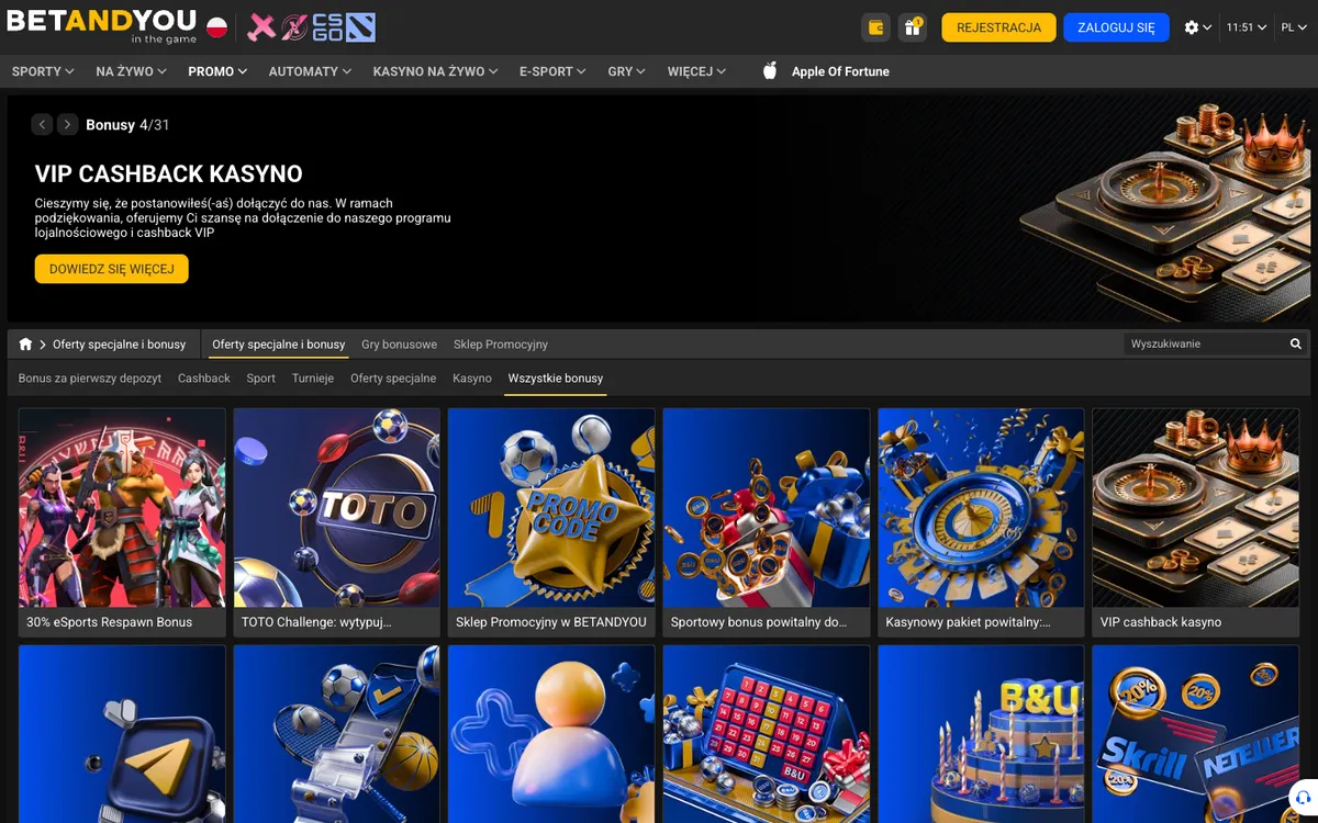 Betandyou Casino — Promotions, captured from Poland