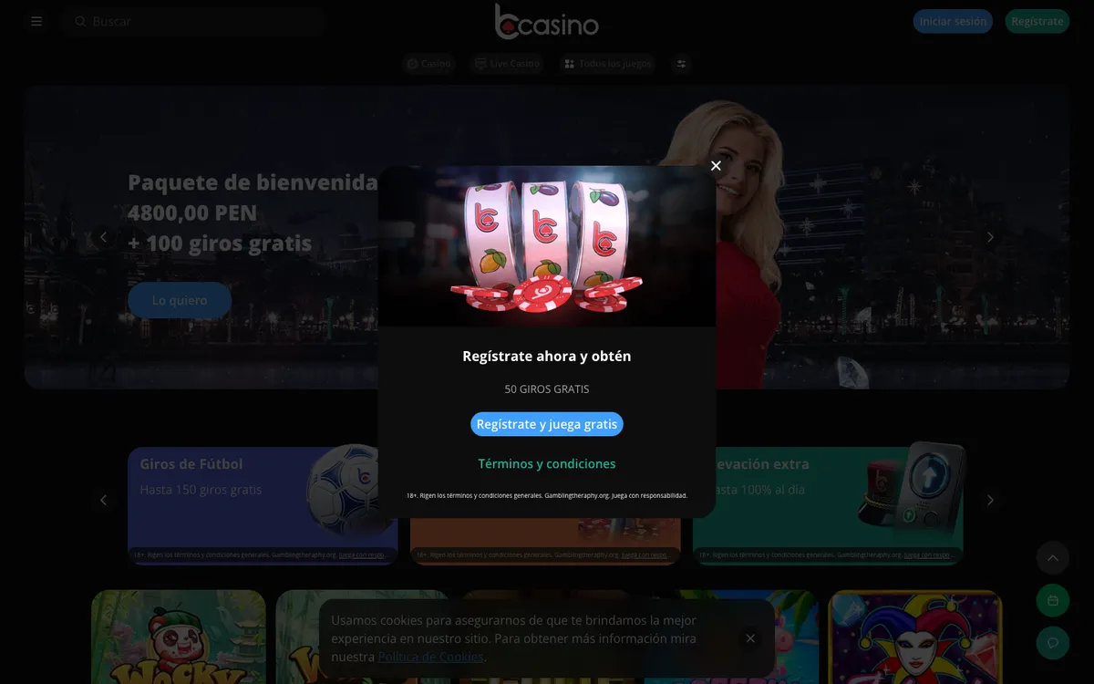 bCasino — Home page, captured from Peru