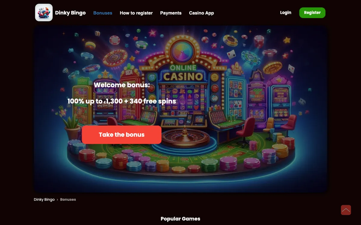 Dinky Bingo Casino — Promotions, captured from United Kingdom