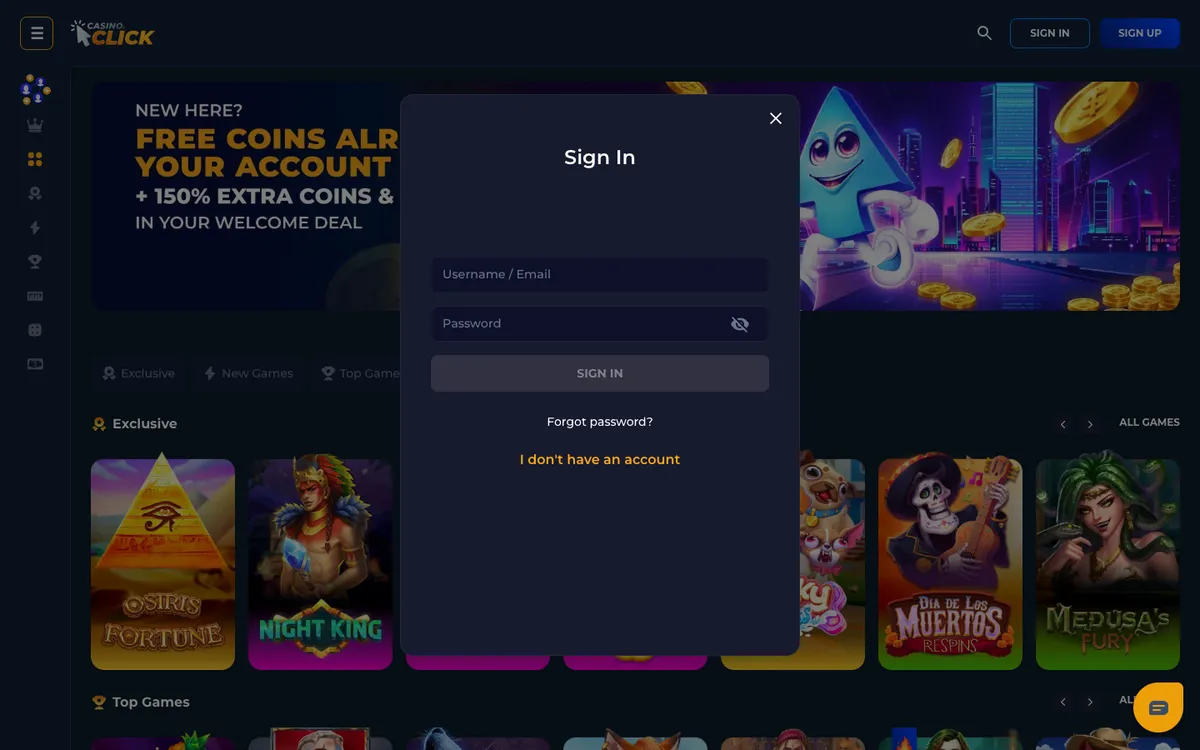 Casino Click — Sign-up, captured from United States