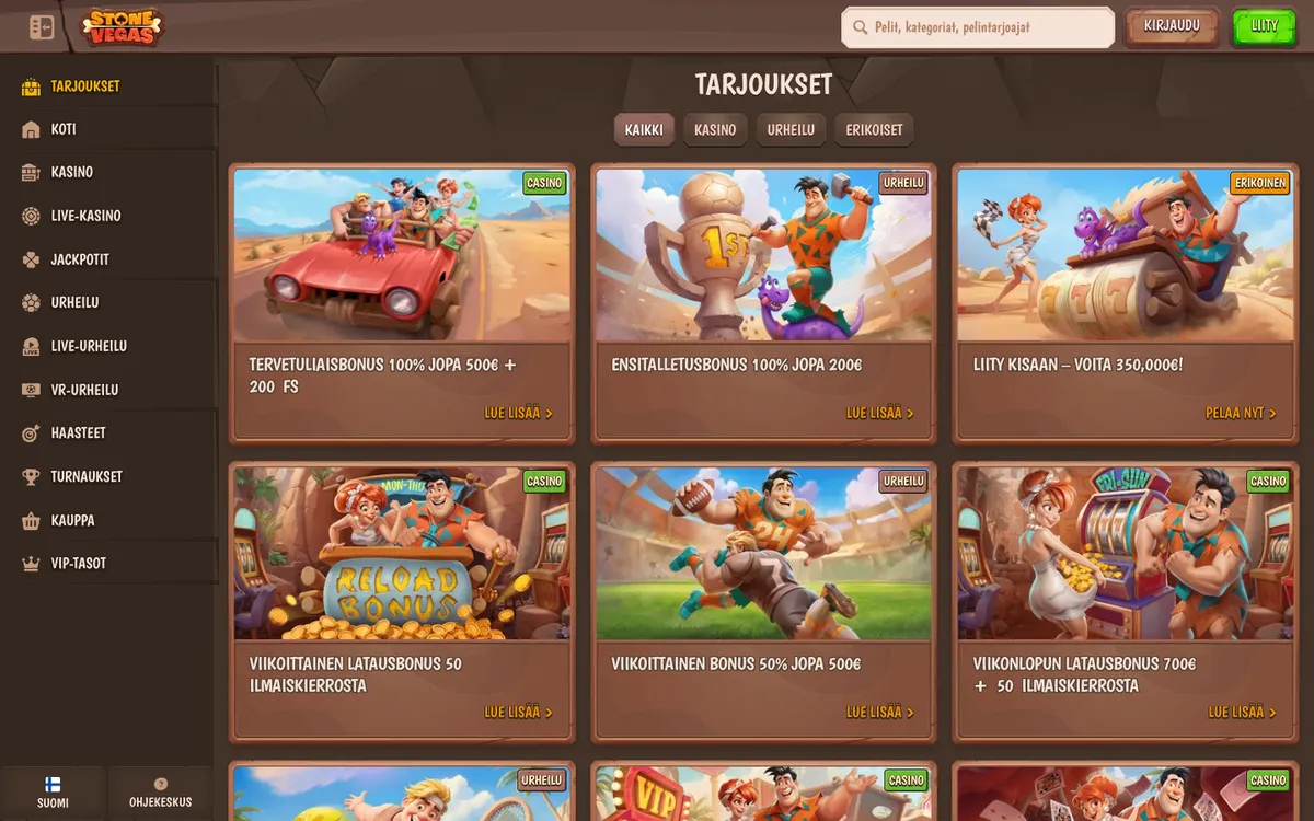 StoneVegas Casino — «Акции», снято из страны Финляндия