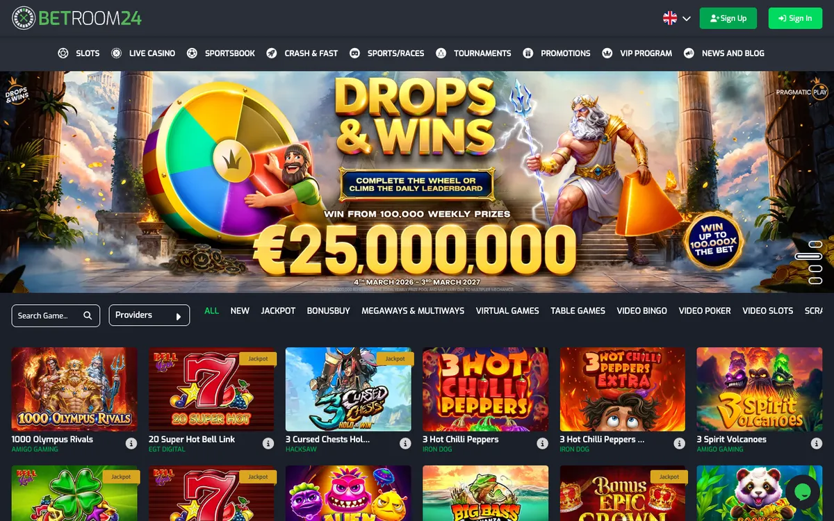 Betroom24 Casino — Home page, captured from Belgium
