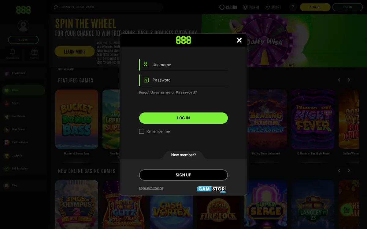 888 UK Casino — Sign-up, captured from United Kingdom