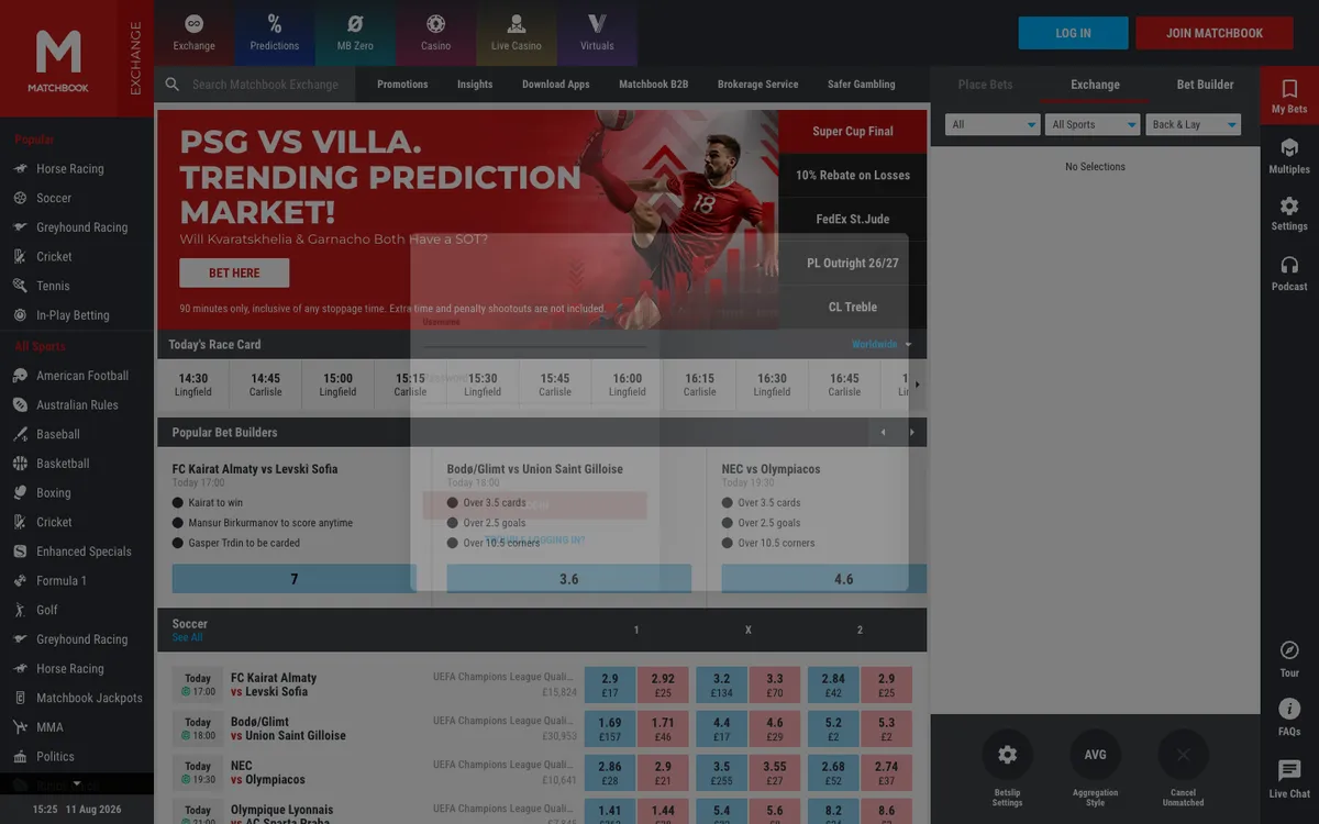 Matchbook Casino — Sign-up, captured from United Kingdom