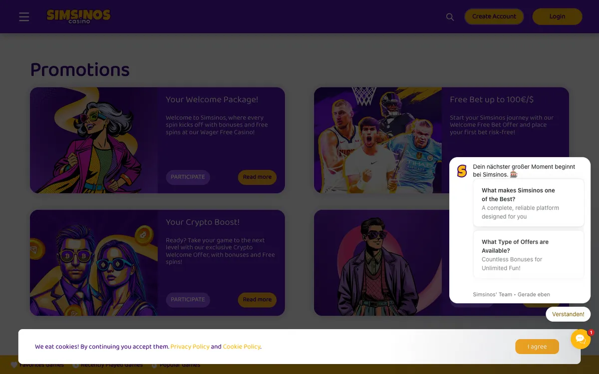 Simsinos Casino — «Акции», снято из страны Австрия