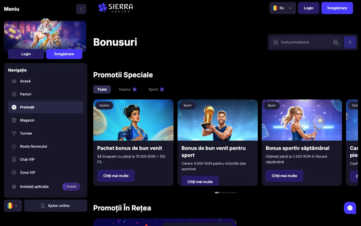 Sierra Casino — Promotions, captured from Romania