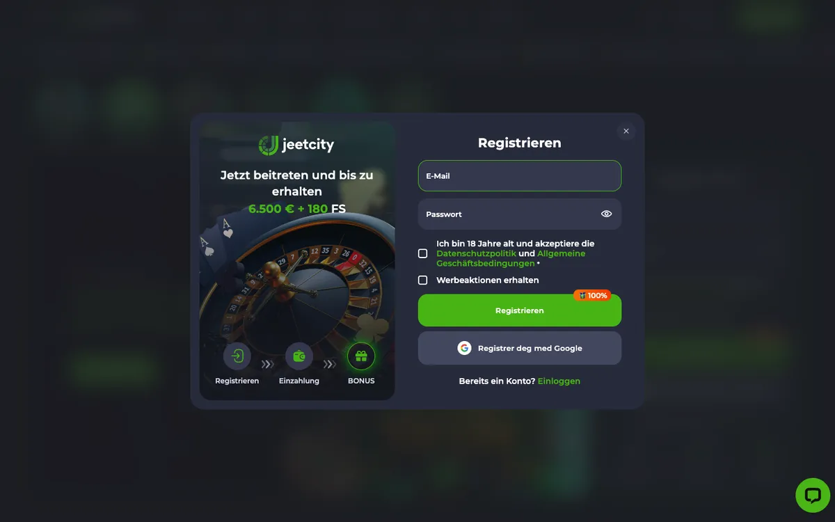 JeetCity Casino — Payments, captured from Germany