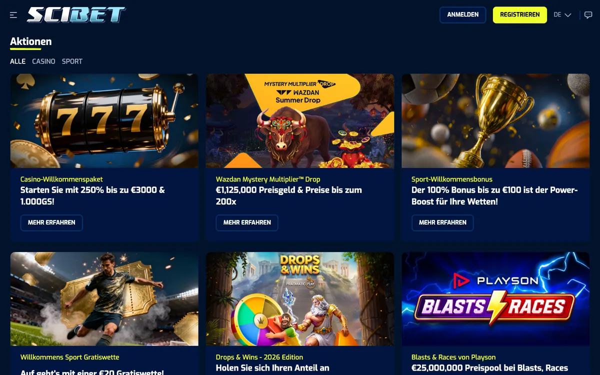 Scibet Casino — Promotions, captured from Austria