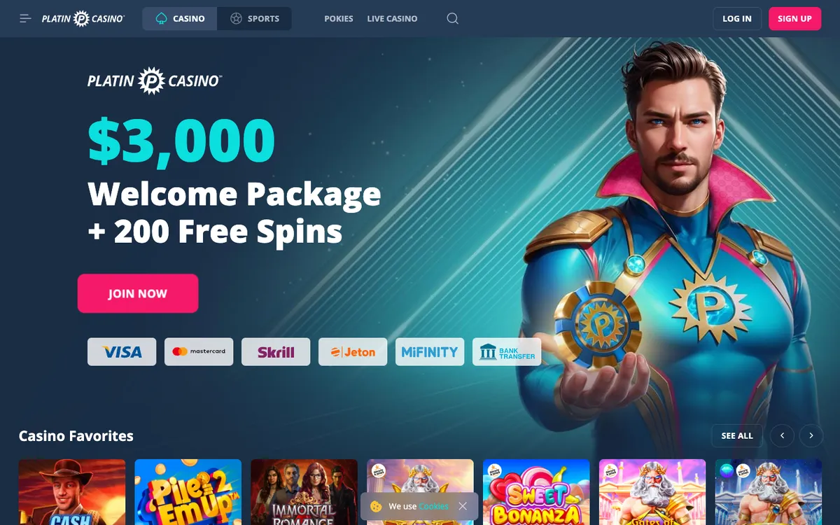 Platincasino — Home page, captured from New Zealand