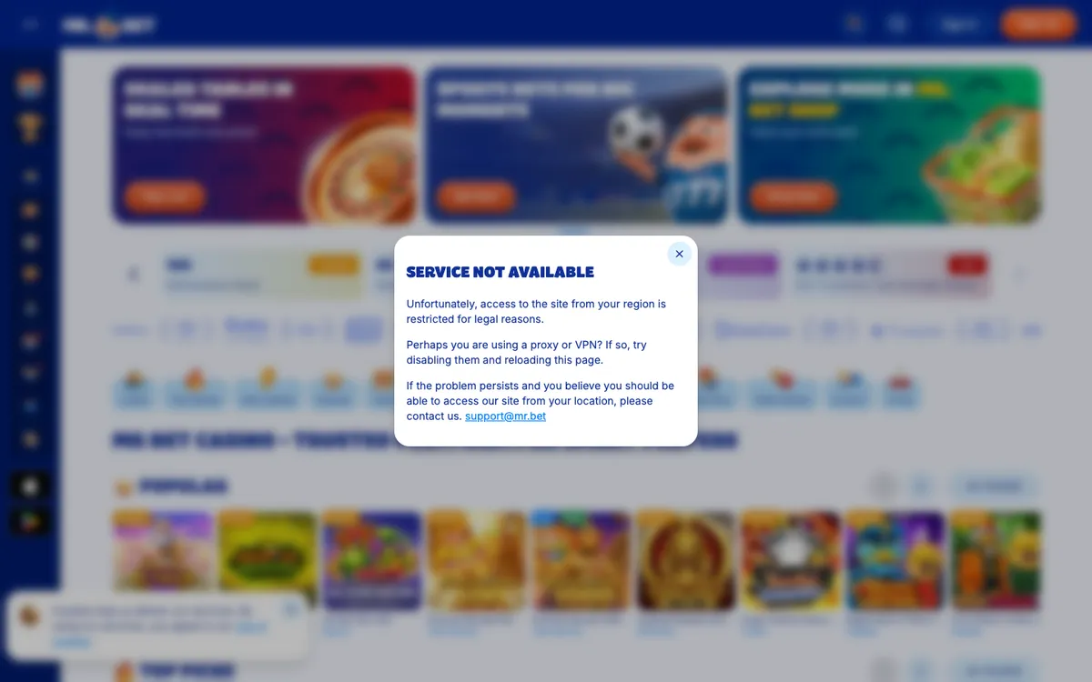Mr.Bet Casino — Sign-up, captured from Japan