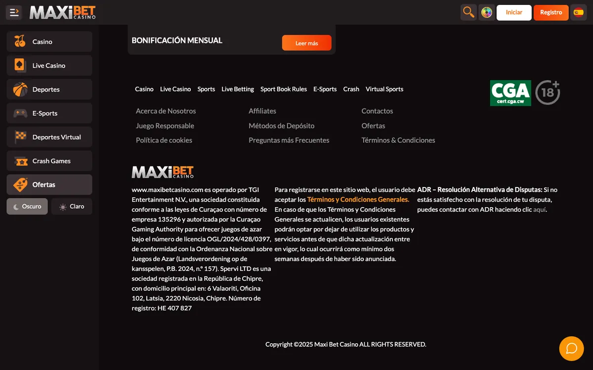 Maxibet Casino — Promotions, captured from Mexico