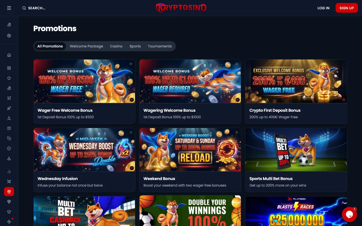 Kryptosino Casino — Promotions, captured from Austria