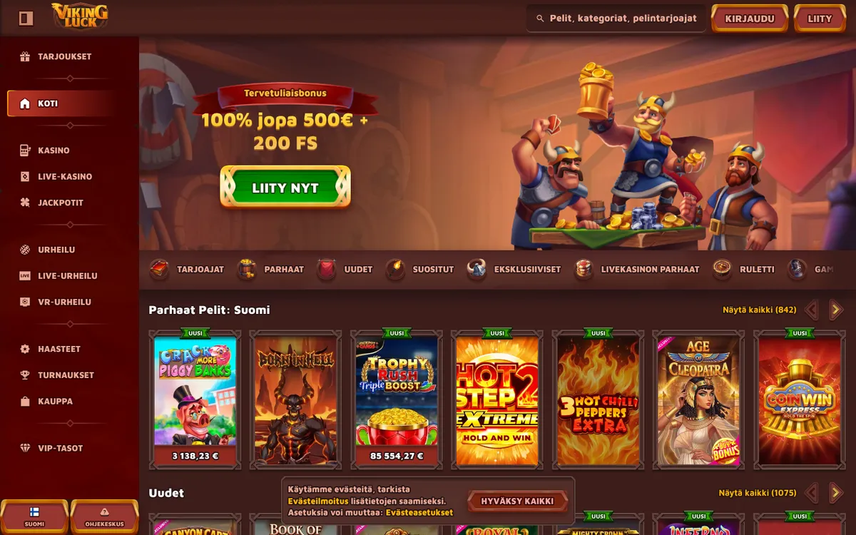 VikingLuck Casino — «Главная», снято из страны Финляндия