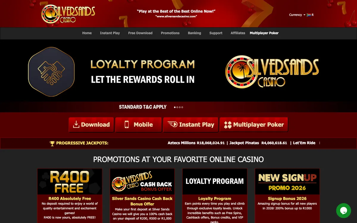Silver Sands Casino — Home page, captured from Austria