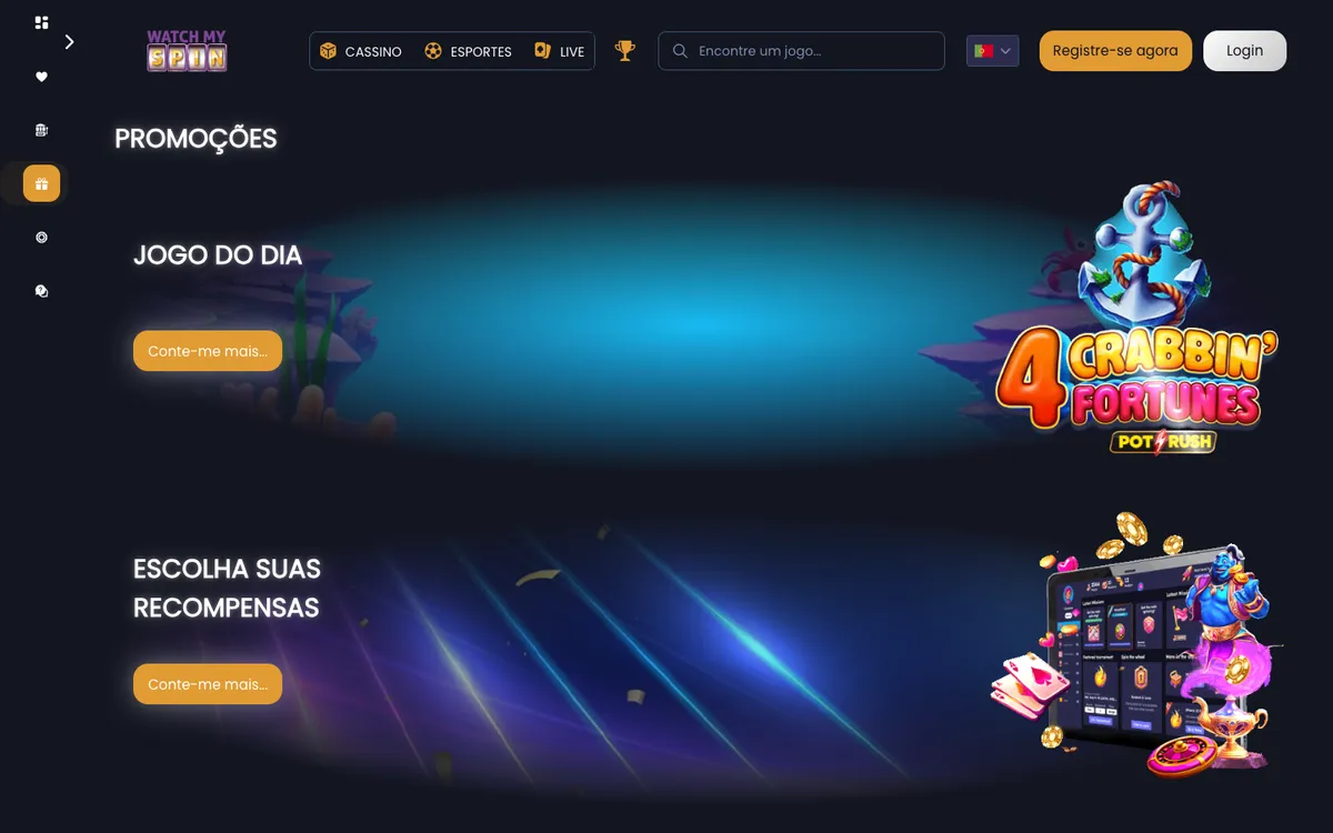 Watchmyspin Casino — «Акции», снято из страны Бразилия