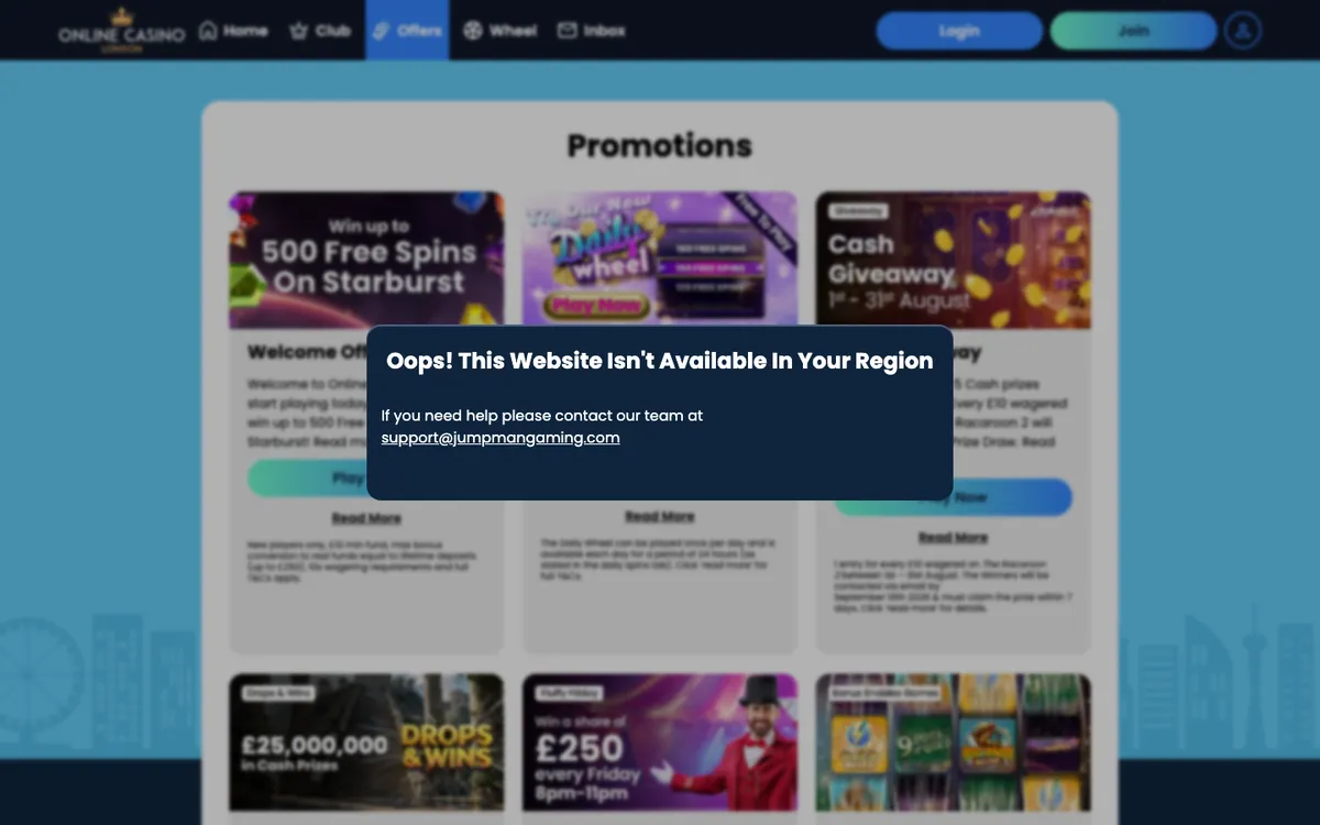 Online Casino London — Promotions, captured from Austria