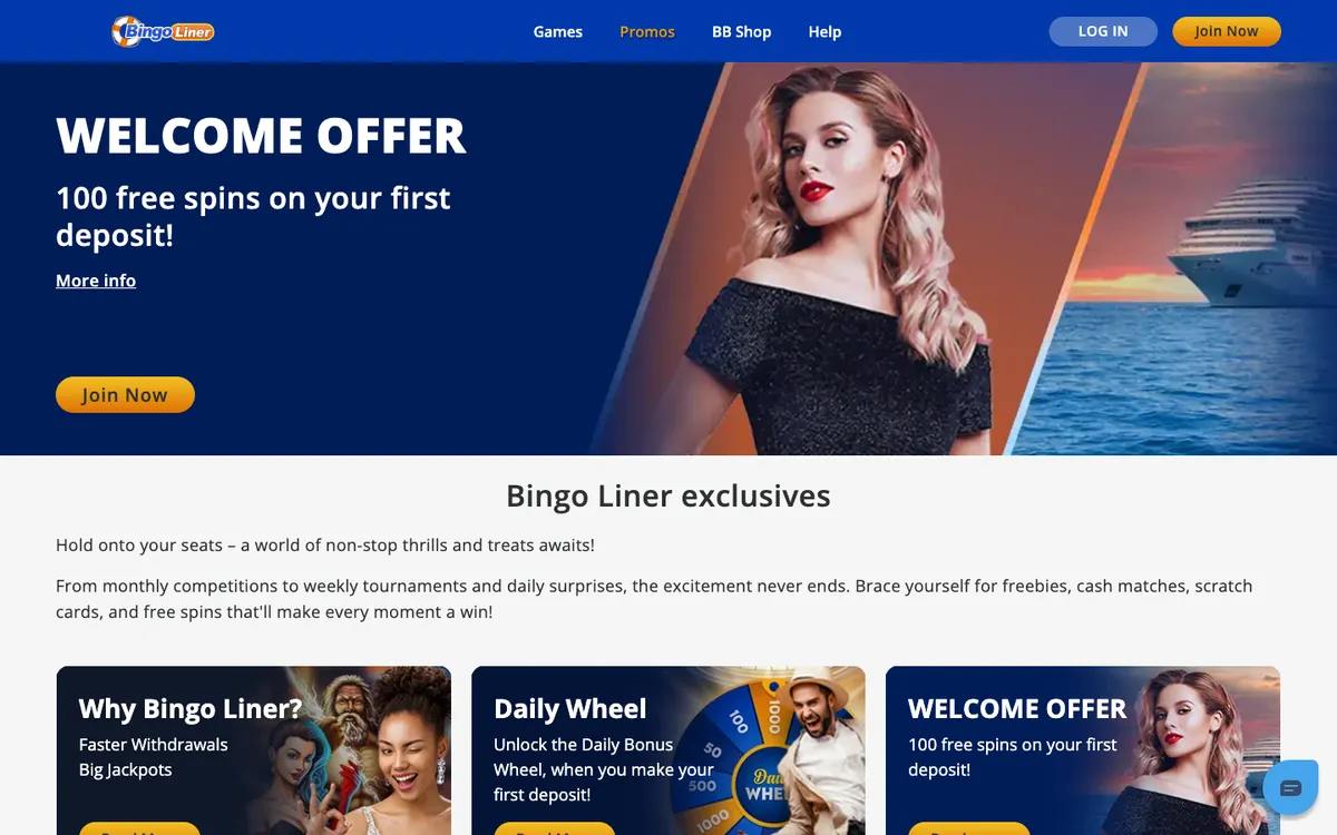Bingo Liner Casino — Promotions, captured from Austria