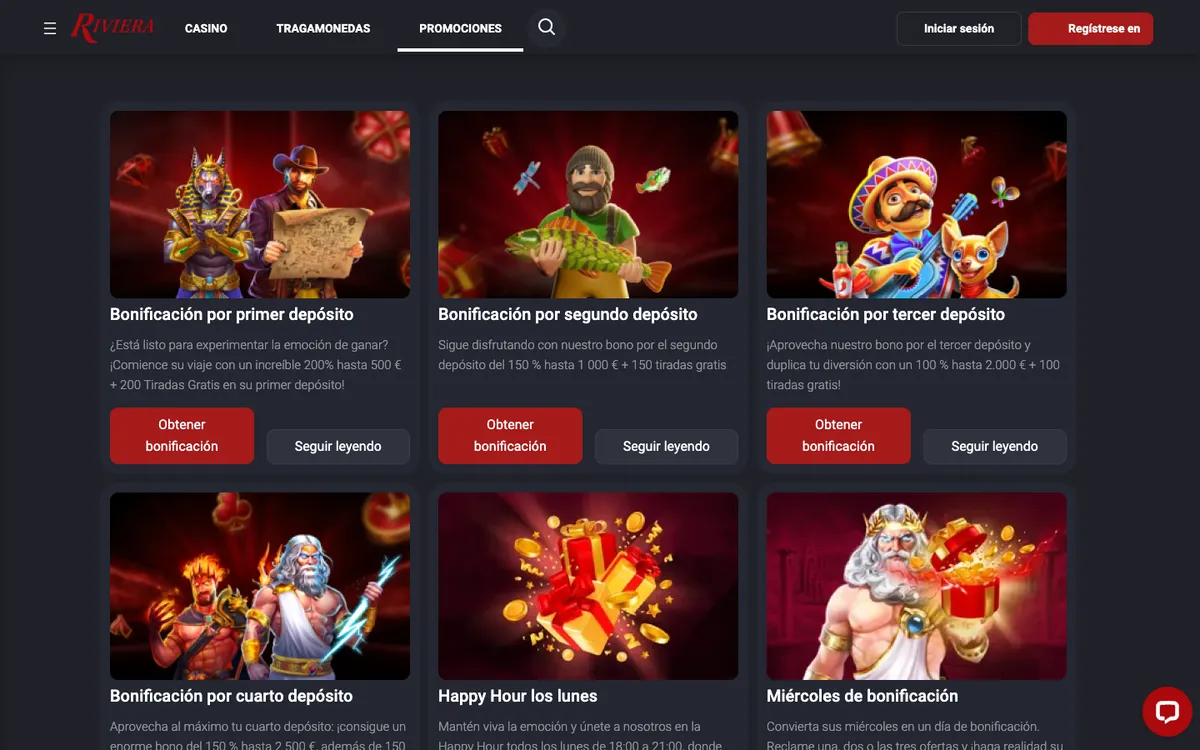Riviera Casino — Promotions, captured from Spain