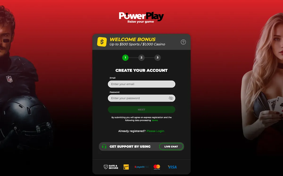 PowerPlay Casino — Sign-up, captured from Canada