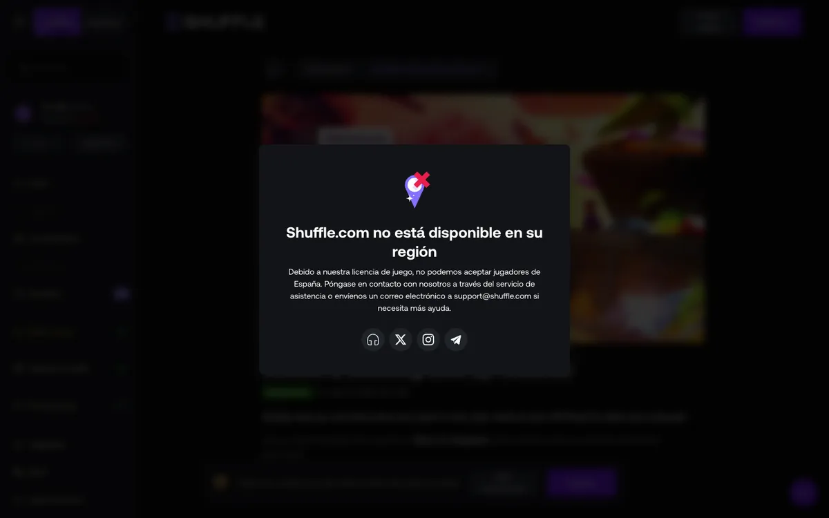 Shuffle Casino — Promotions, captured from Spain