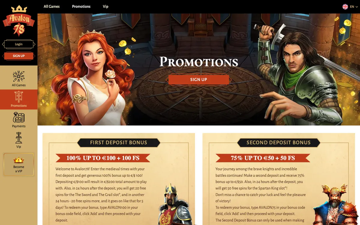 Avalon78 Casino — «Акции», снято из страны Новая Зеландия