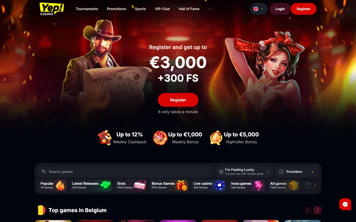Yep Casino — «Главная», снято из страны Бельгия