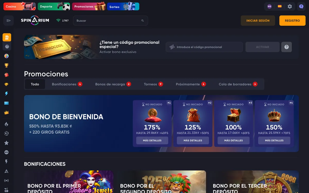 Spinarium Casino — «Акции», снято из страны Мексика