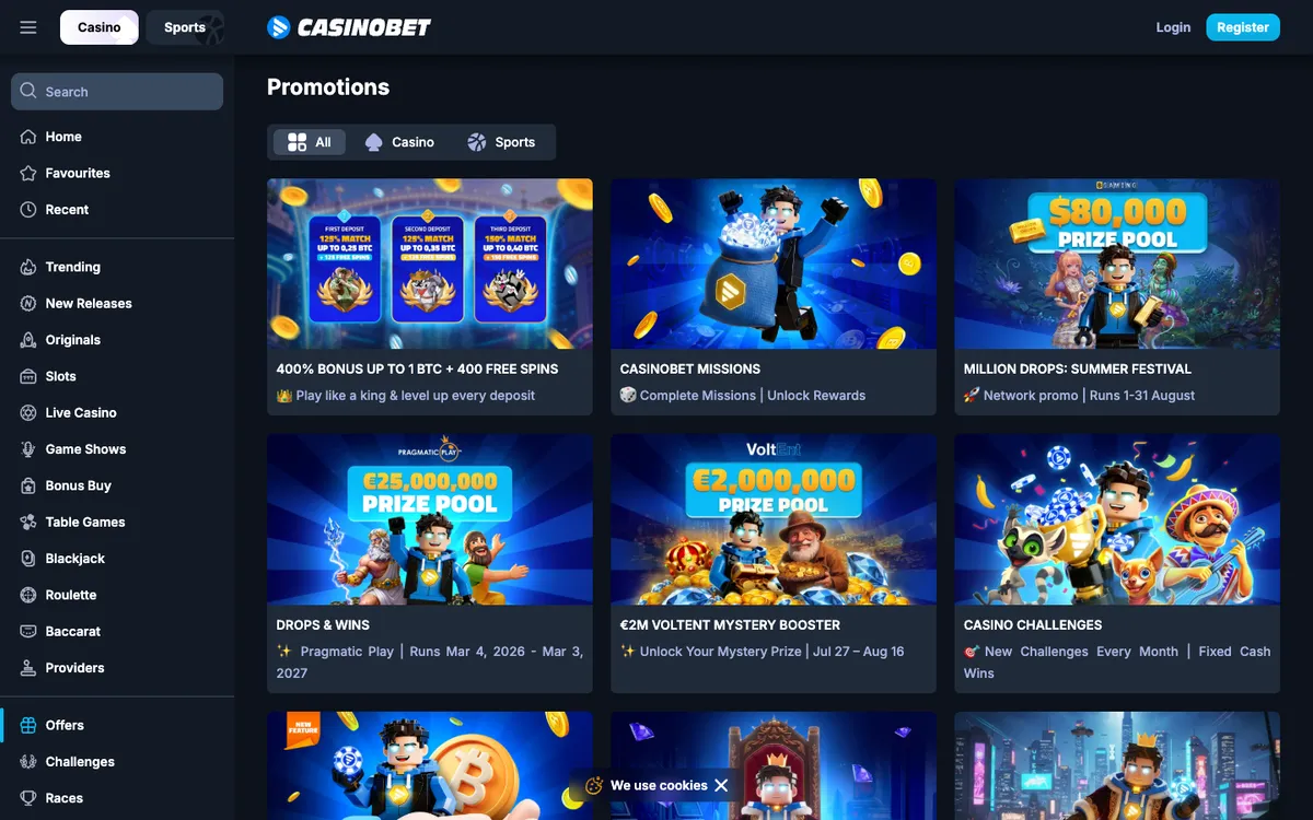 Casinobet Casino — Promotions, captured from Mexico