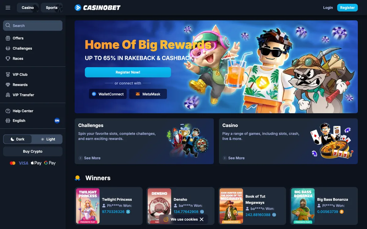 Casinobet Casino — Home page, captured from Mexico