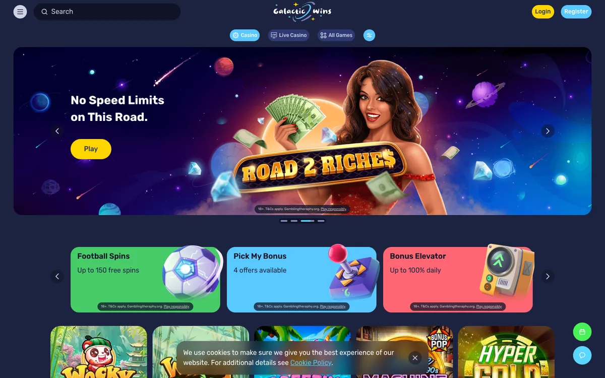 Galactic Wins Casino — «Главная», снято из страны Канада