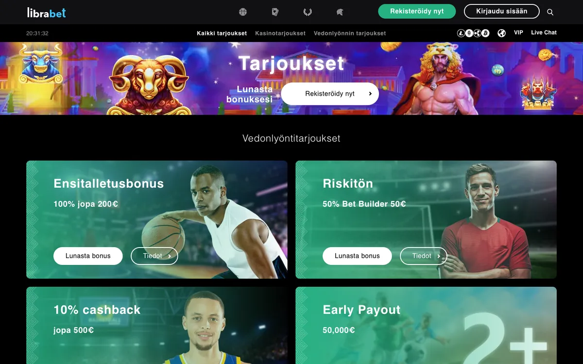LibraBet Casino — «Акции», снято из страны Финляндия