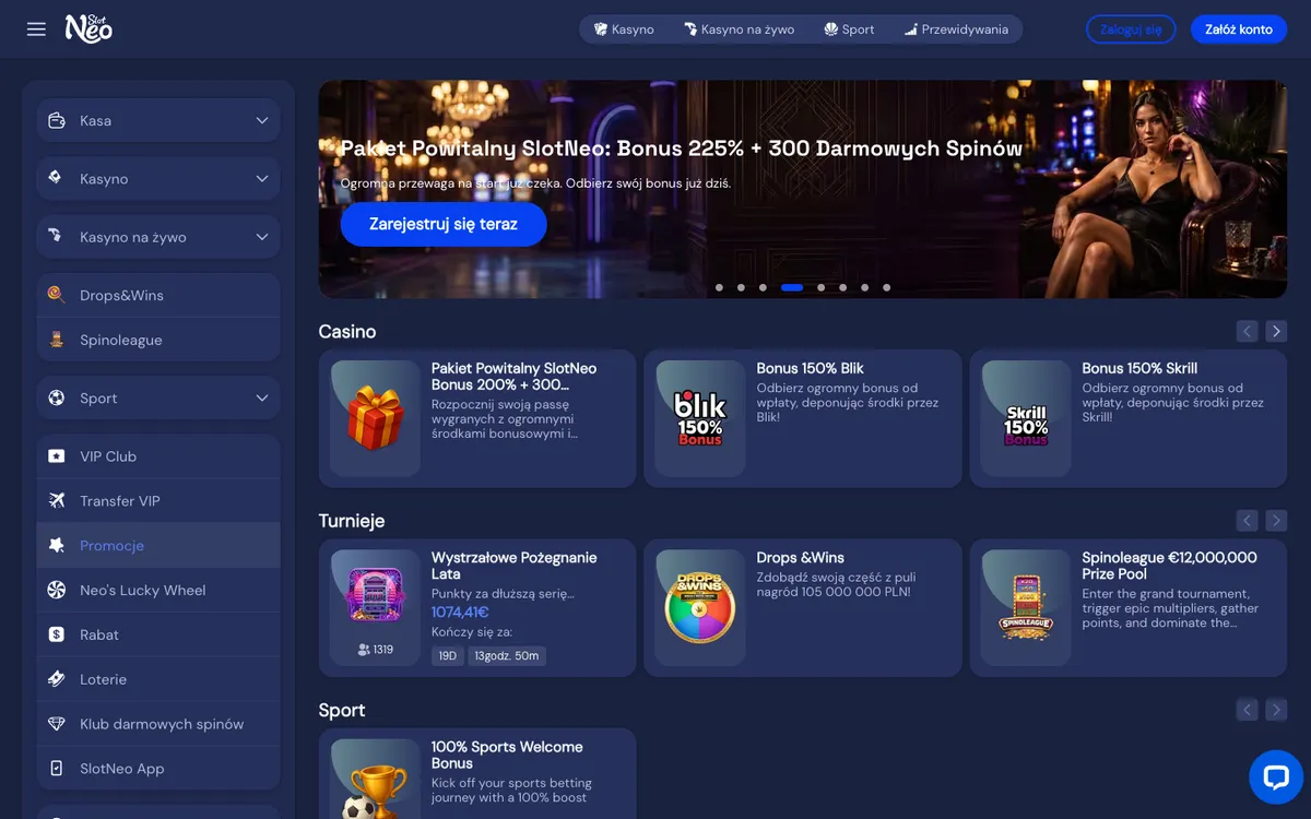 SlotNEO Casino — Promotions, captured from Poland