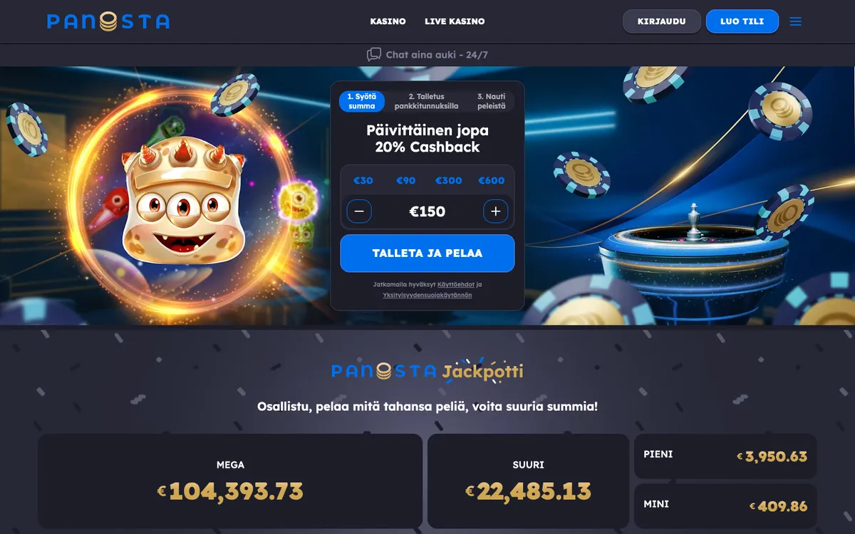 Panosta Casino — Home page, captured from Austria
