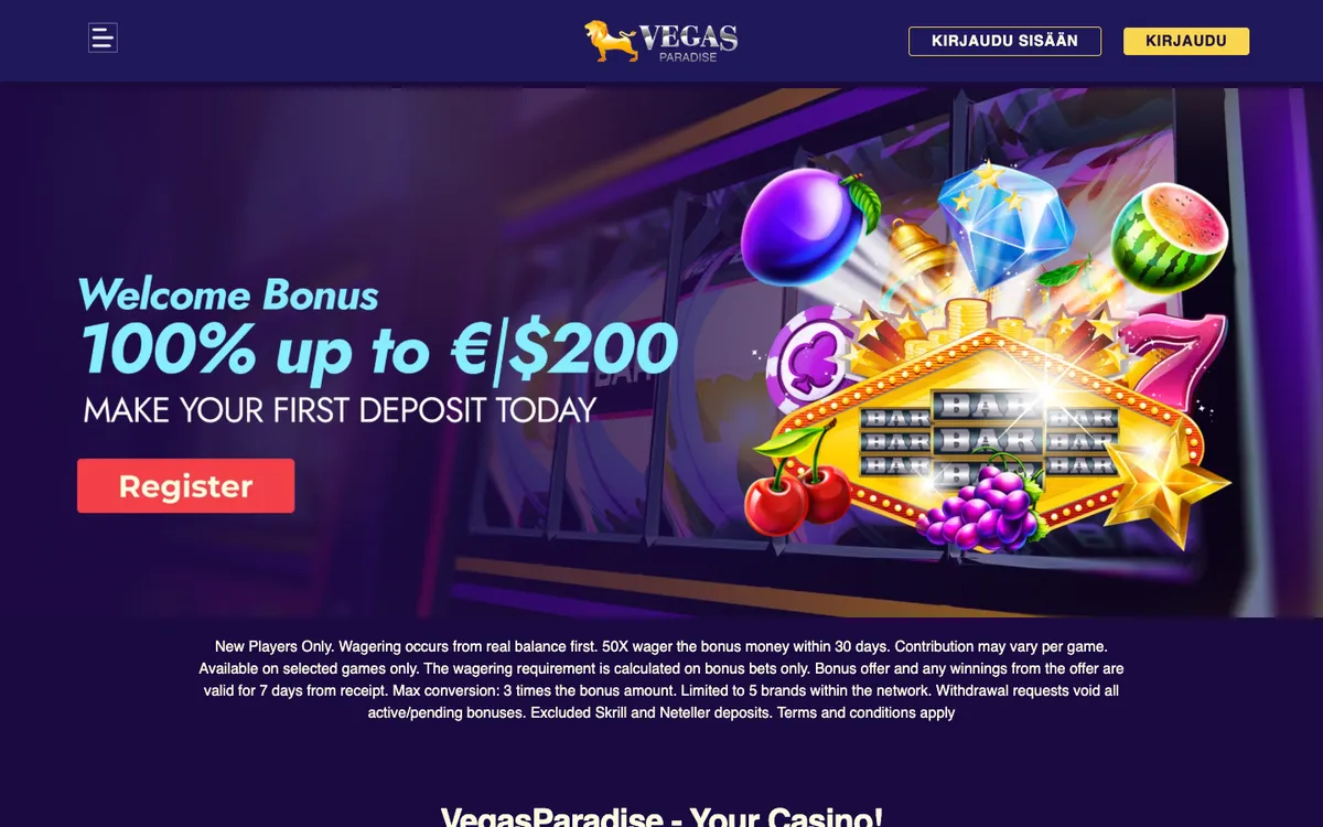 Vegas Paradise Casino — «Главная», снято из страны Финляндия