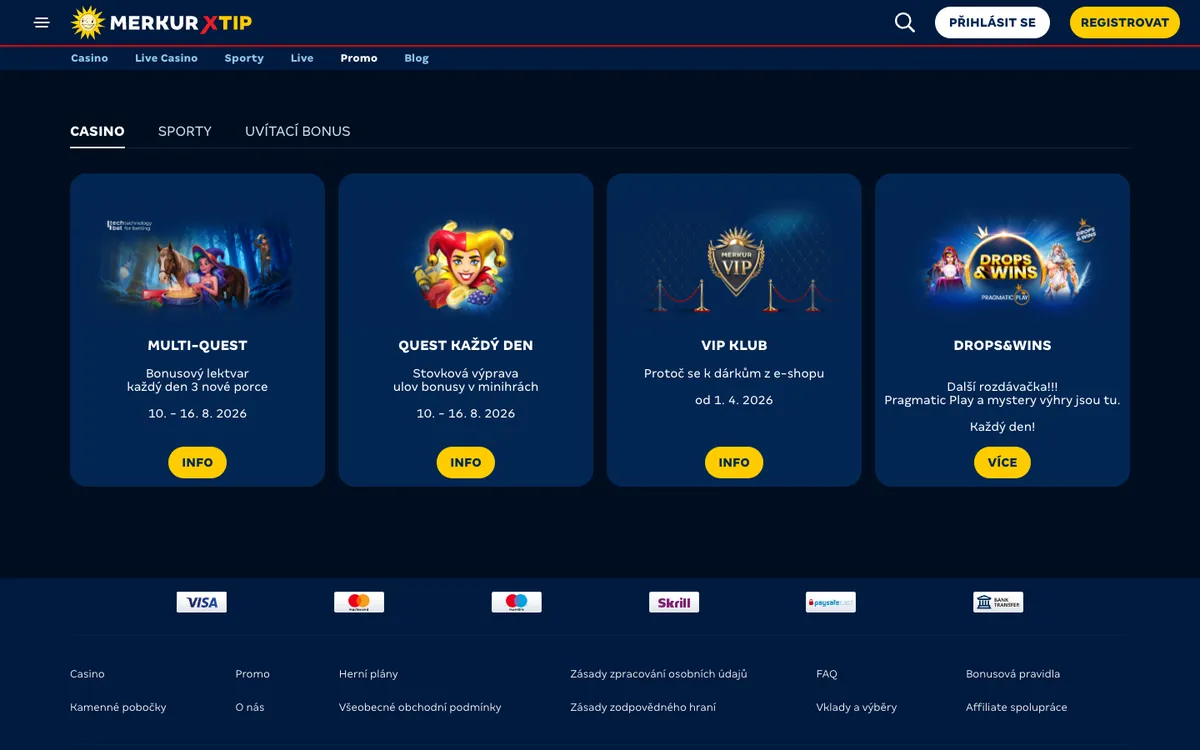 MerkurXTip Casino — Promotions, captured from Czechia
