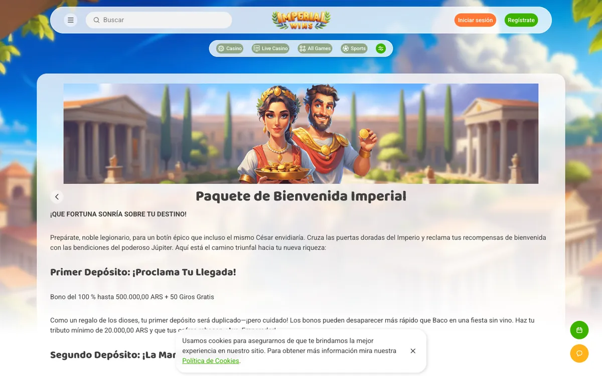 Imperial Wins Casino — «Акции», снято из страны Аргентина