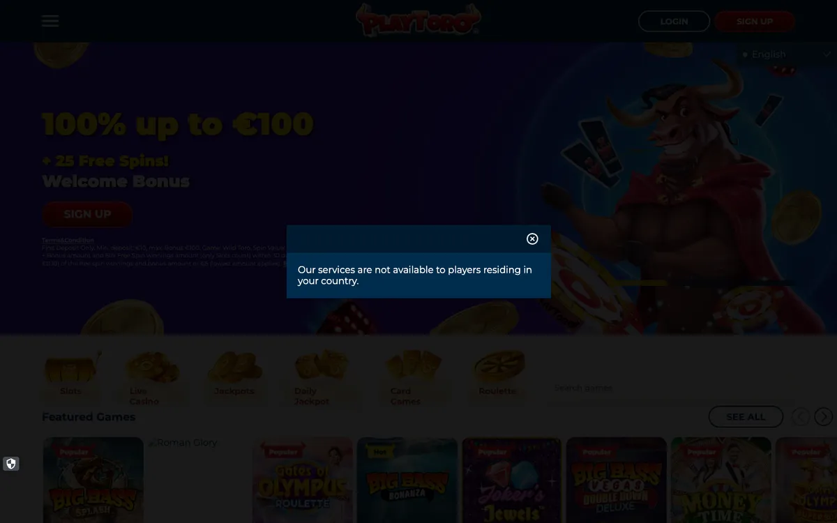 PlayToro Casino — Sign-up, captured from Belgium