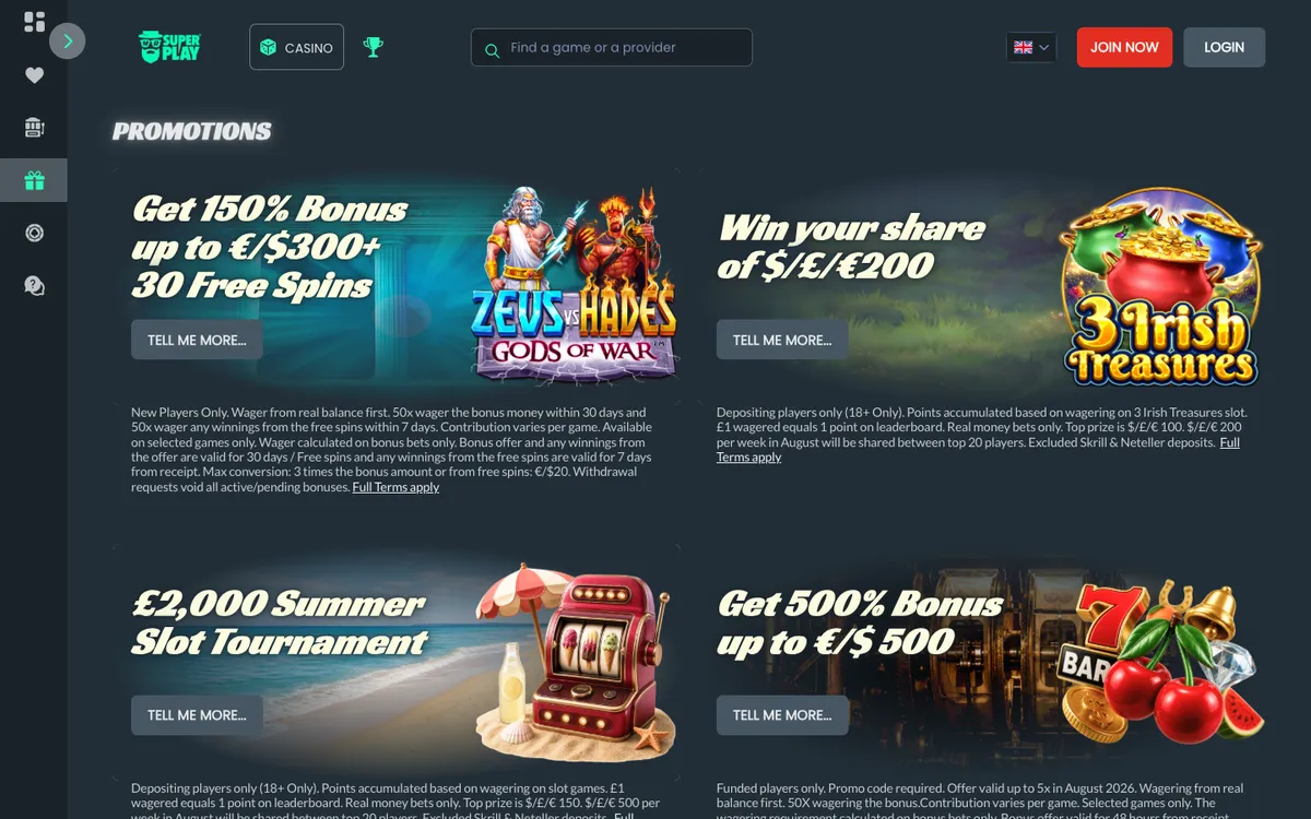 Mr SuperPlay Casino — Promotions, captured from Austria
