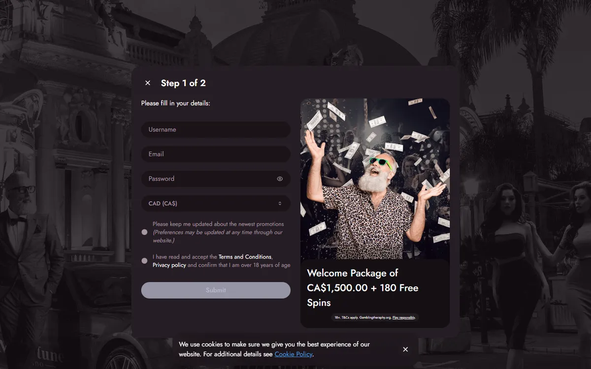 Mr Fortune Casino — Sign-up, captured from Canada