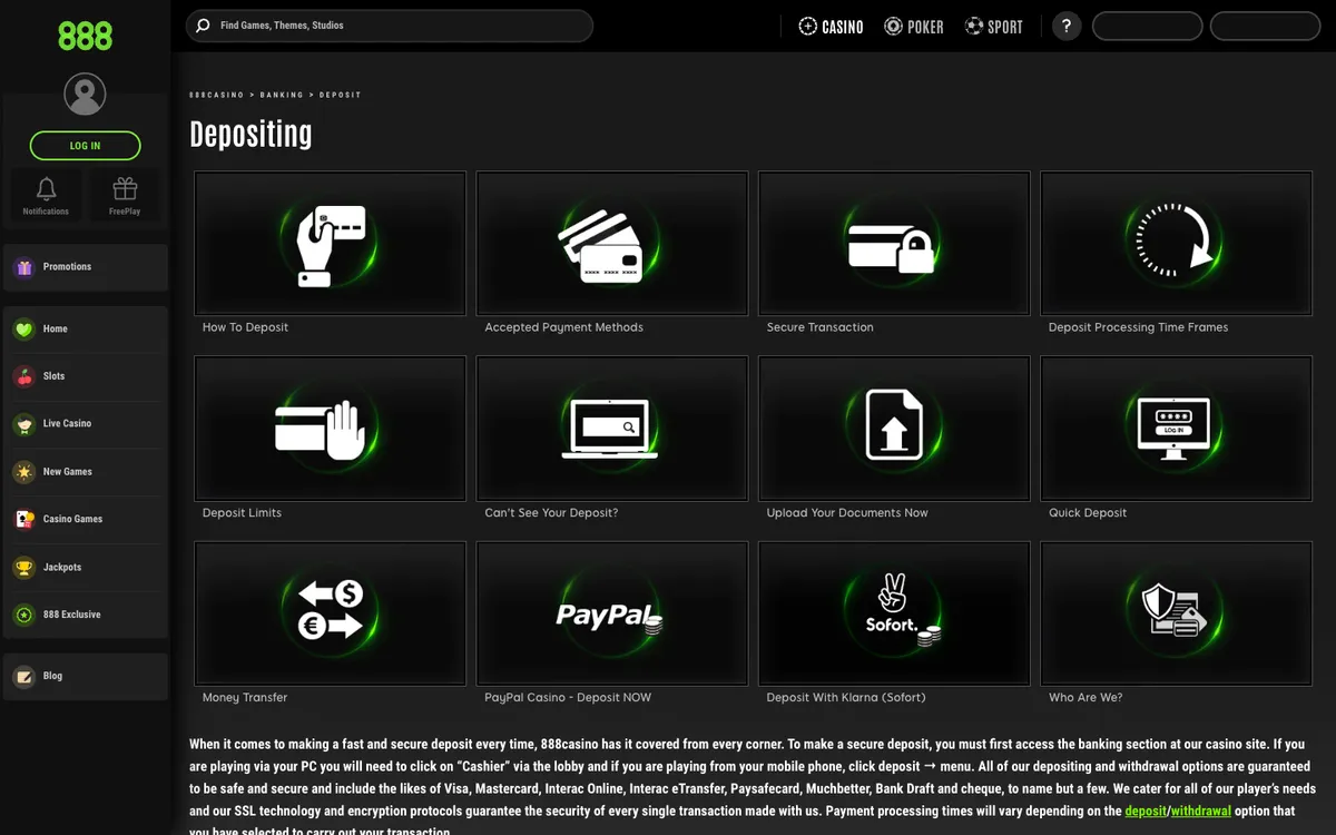 888 Casino — «Платежи», снято из страны Великобритания