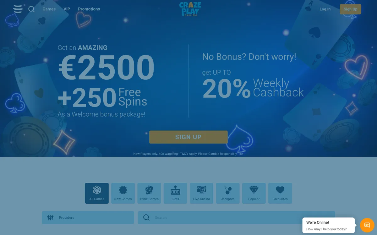 CrazePlay Casino — «Регистрация», снято из страны Бельгия